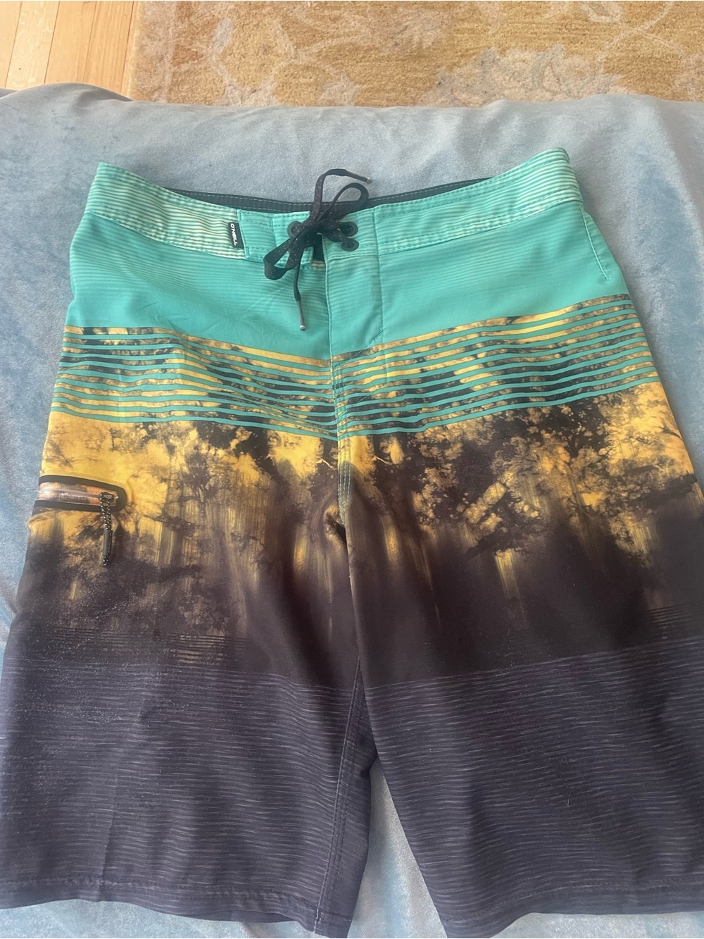 Oneill Teal, Yellow & Black Boys' Graphic Swim Trunks
